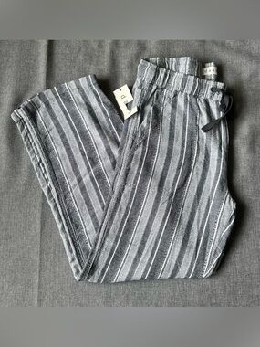 Dash Linen Blend Striped Wide Leg Pants New